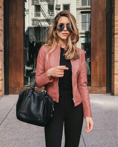 Levoire | Veste Cintrée En Simili Cuir Rosa