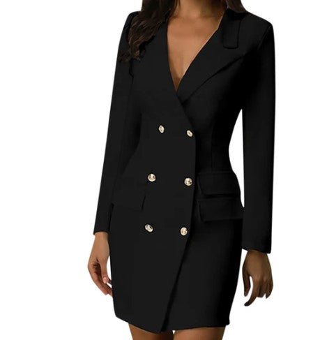 Levoire | Robe Blazer À Deux Rangées Pour Femmes D'Affaires Noir