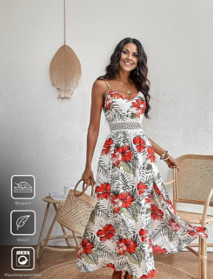 Levoire | Robe Maxi Sans Manches Romantique Avec Imprimé Floral