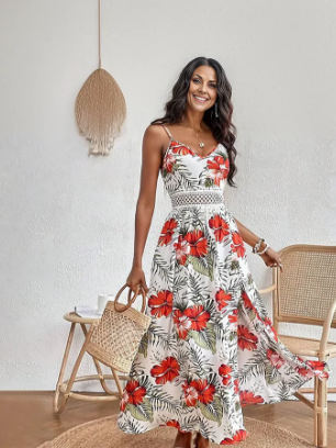 Levoire | Robe Maxi Sans Manches Romantique Avec Imprimé Floral