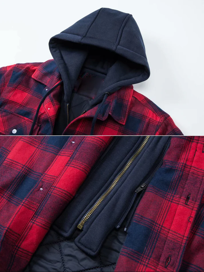 Levoire | Veste De Chemise D'Extérieur Chaude Noir Rouge