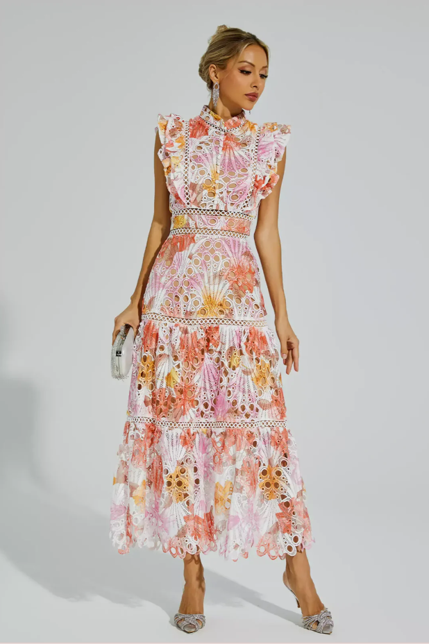 Levoire | Robe Maxi Sans Manches Haute Rosa