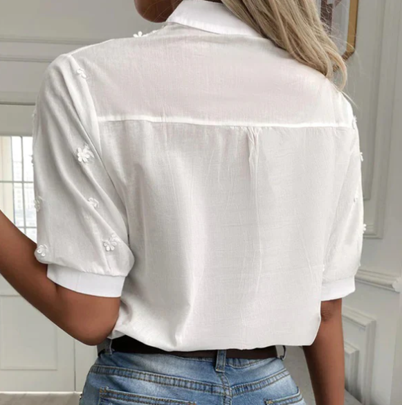 Levoire | Blanc, Chemise Brodée De Fleurs