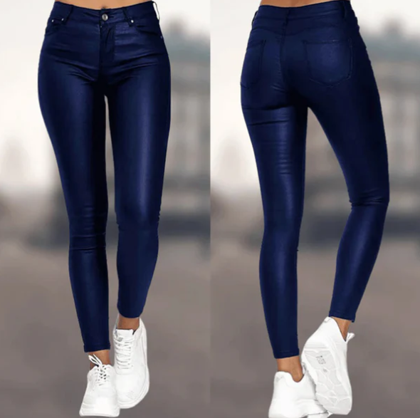 Levoire | Pantalon En Simili-Cuir Taille Haute Bleu