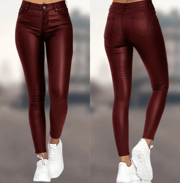 Levoire | Pantalon En Simili-Cuir Taille Haute Bourgogne