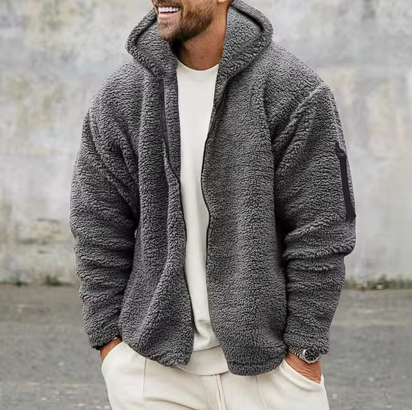 Levoire | Veste en polaire à manches longues avec capuche et zip gris foncé