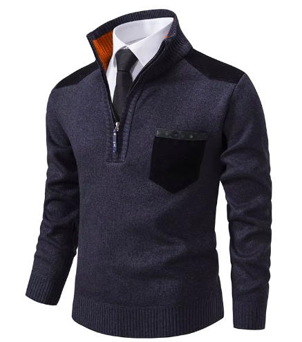 Levoire | Pull Zippé Élégant En Tricot Fin Noir