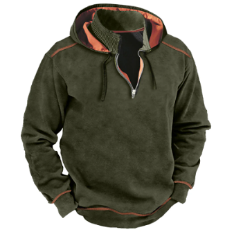 Levoire | Sweat à capuche à cordon à demi-zip à manches longues armeen vert