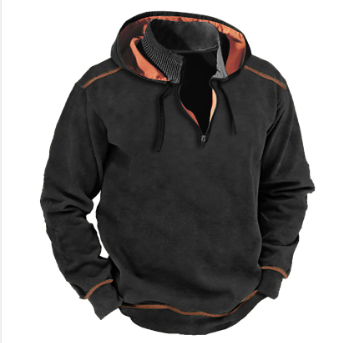 Levoire | Sweat à capuche à cordon à demi-zip à manches longues Noir