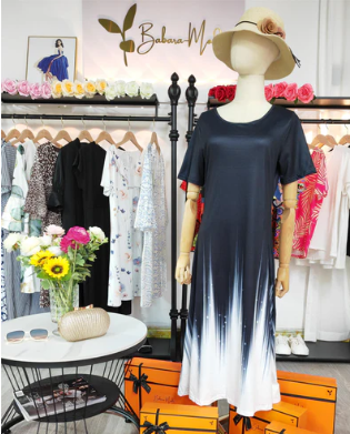 Levoire | Robe Midi Basique Avec Col Rond Et Bloc De Couleur