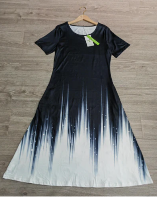 Levoire | Robe Midi Basique Avec Col Rond Et Bloc De Couleur