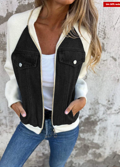 Levoire | Veste Moderne En Denim Noir Blanc