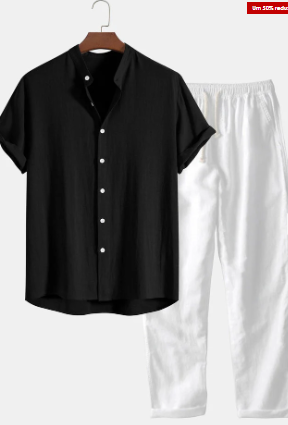 Levoire | Chemise En Lin Et Pantalon Noir
