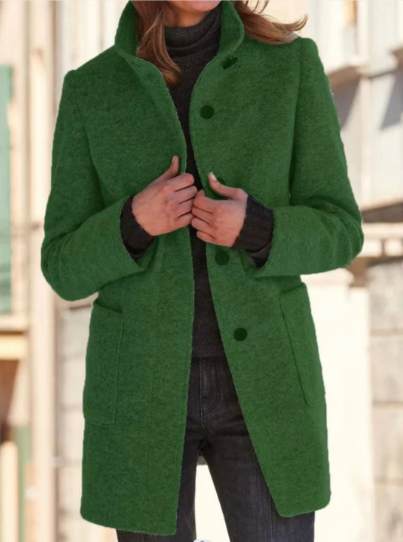Levoire | Manteau Boutonné Élégant Et Stylé Vert foncé