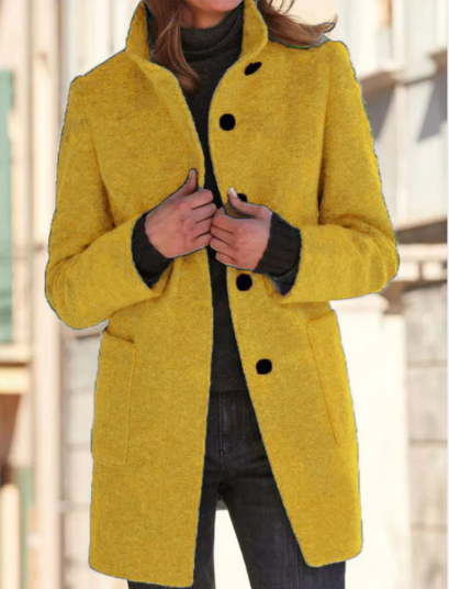 Levoire | Manteau Boutonné Élégant Et Stylé Jaune