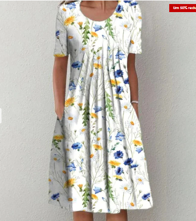 Levoire | Élégante Robe En Coton Fleurs jaunes