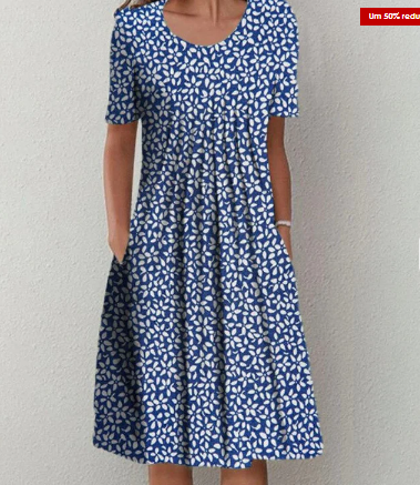 Levoire | Élégante Robe En Coton Bleu foncé fleurs