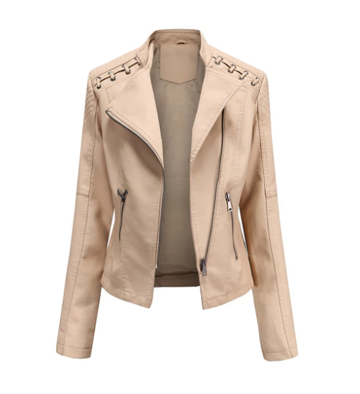 Levoire | Vestes En Cuir Classiques Pour Femmes Soupe de crème de biscuit