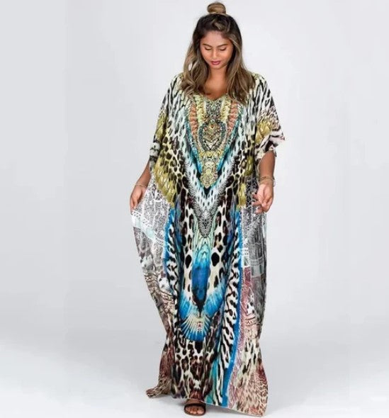 Levoire | Robe Boho Multicolore Avec Imprimé Graphique Braun bleu