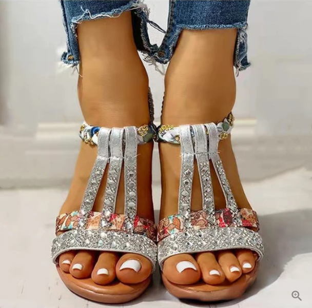 Levoire | Sandales À Talons Compensés Argent