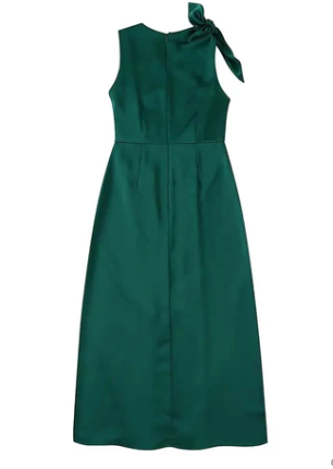 Levoire | Robe Maxi À Volants Pour Femmes En Satin Vert