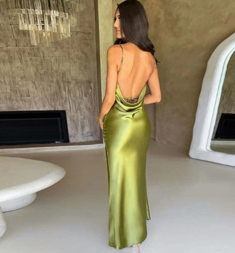 Levoire | Robe Maxi En Satin Blanc Avec Bretelles Spaghetti