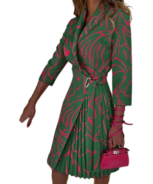 Levoire | Robe Blazer Avec Imprimé Floral Et Ceinture Vert