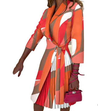 Levoire | Robe Blazer Avec Imprimé Floral Et Ceinture Orange