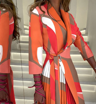 Levoire | Robe Blazer Avec Impression Patchwork Poisson Rouge MULTIORANGE