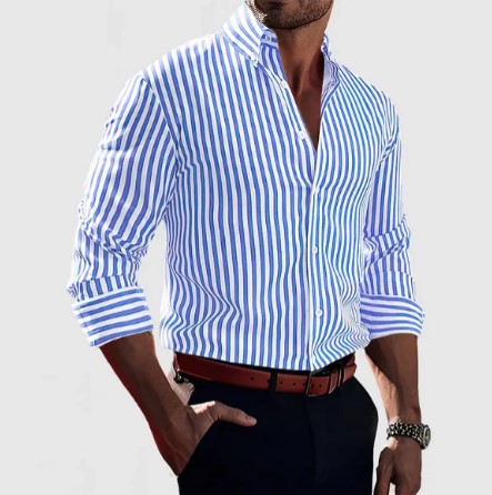 Levoire | Chemise En Coton Rayée Bleu clair