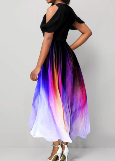 Levoire | Robe Midi Artistique Avec Des Manches Drapées