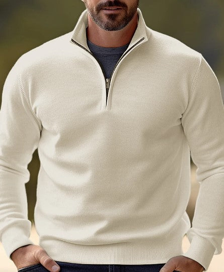 Levoire | Pull Confortable À Quart De Zip Pour Hommes Beige