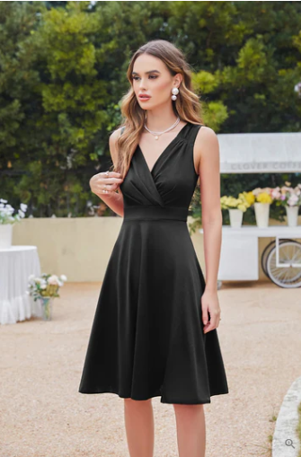 Levoire | Robe Cocktail Sans Manches Décolleté V Noir
