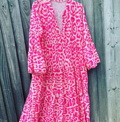 Levoire | Robe Rose Avec Motif Léopard