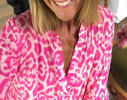 Levoire | Robe Rose Avec Motif Léopard