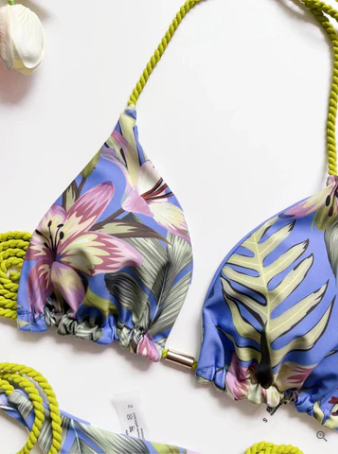 Levoire | Bikini Brésilien Léger En Corde Imprimé Bleu
