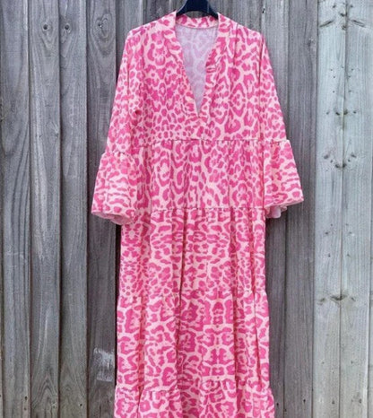 Levoire | Robe Rose Avec Motif Léopard
