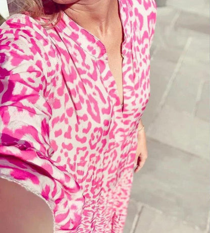 Levoire | Robe Rose Avec Motif Léopard