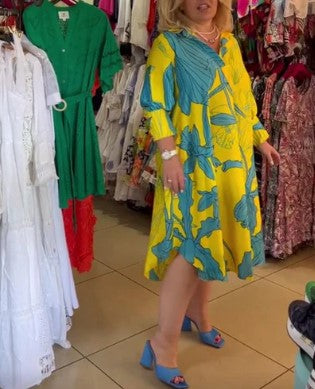 Levoire | Robe Courte Jaune Éclatant