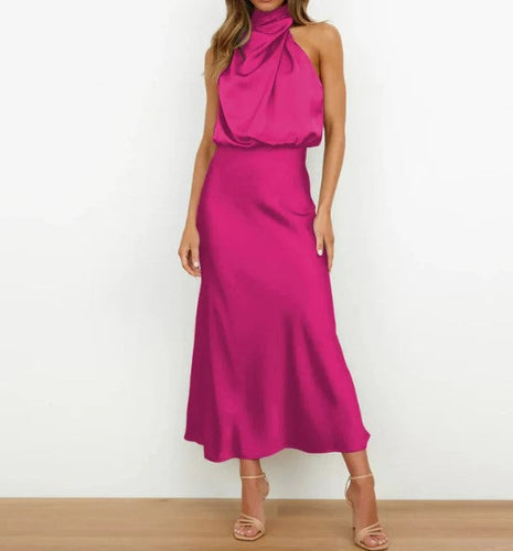 Levoire | Robe Maxi Dos Nu En Satin Vert Champagne Et Noir