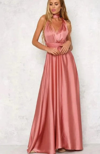 Levoire | Robe Maxi Sans Manches En Satin Avec Décolleté En V Et Taille Fine