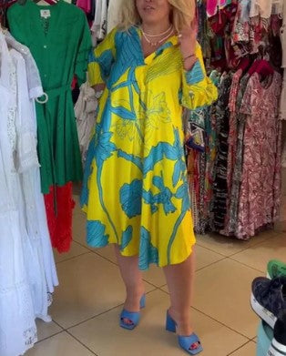 Levoire | Robe Courte Jaune Éclatant