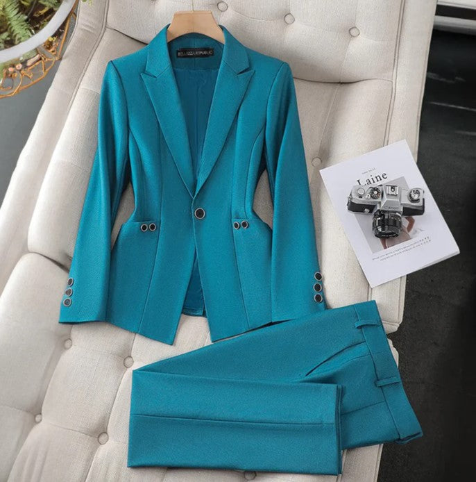 Levoire | Ensemble Élégant De Blazer Et Pantalon Bleu