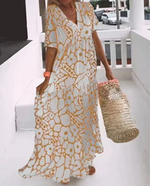 Levoire | Robe Maxi Décolleté V Orangé