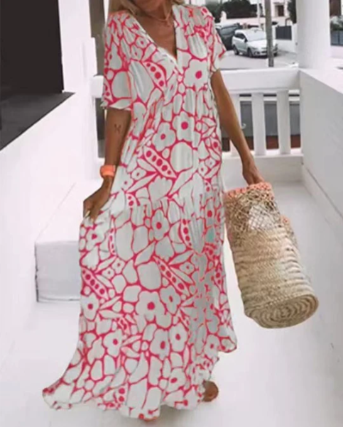 Levoire | Robe Maxi Décolleté V Rosa