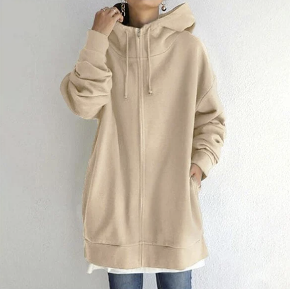 Levoire | Pull Élégant Avec Capuche Et Zip Khaki