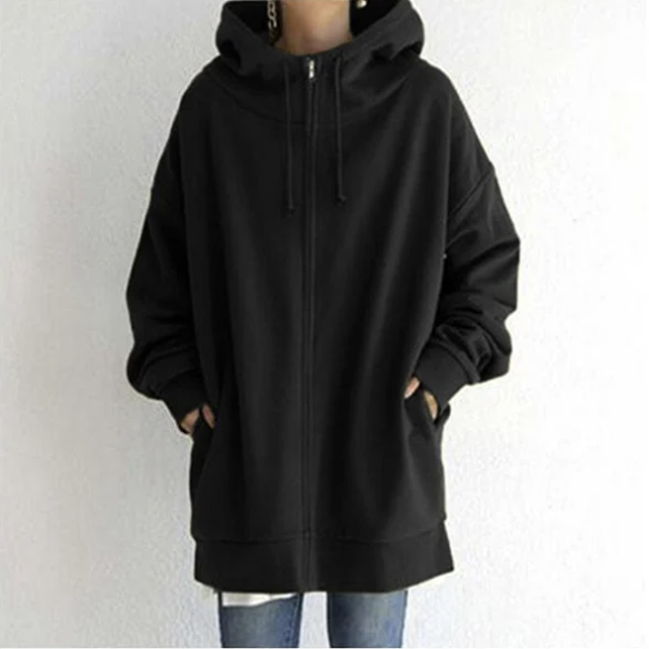 Levoire | Pull Élégant Avec Capuche Et Zip Noir