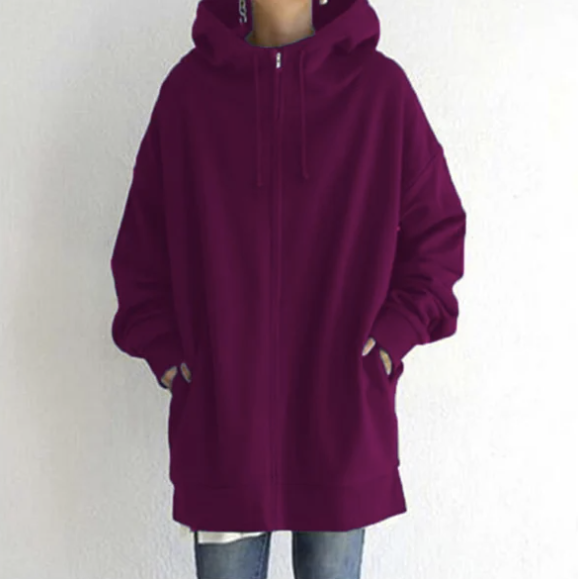 Levoire | Pull Élégant Avec Capuche Et Zip Rosa Lilas