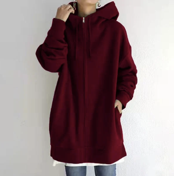 Levoire | Pull Élégant Avec Capuche Et Zip Vin rouge
