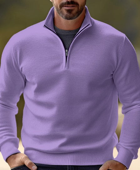 Levoire | Pull Confortable À Quart De Zip Pour Hommes Lila